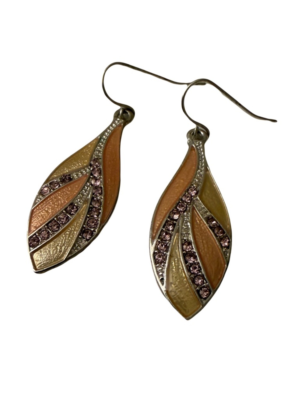 ❤️‍🔥 Leaf Drop Pink Rhinestone Earrings